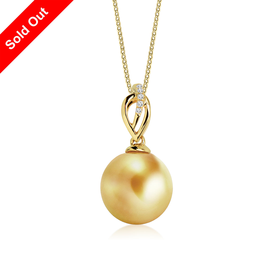 "Hailey, South Sea Gold Pearl & Diamond Pendant in 18K Yellow Gold"