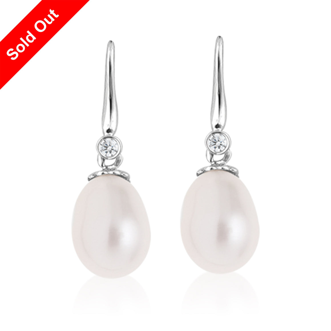 "South Pacific" 18K White Gold & Diamond Cultured Pearl Earring