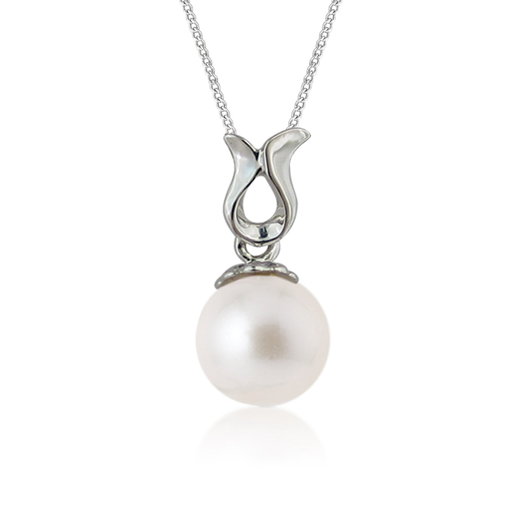 "South Pacific" 18K White Gold & Diamond Cultured Pearl Pendant