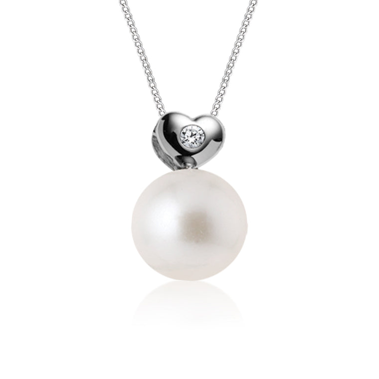 "South Pacific" 18K White Gold & Diamond Cultured Pearl Pendant