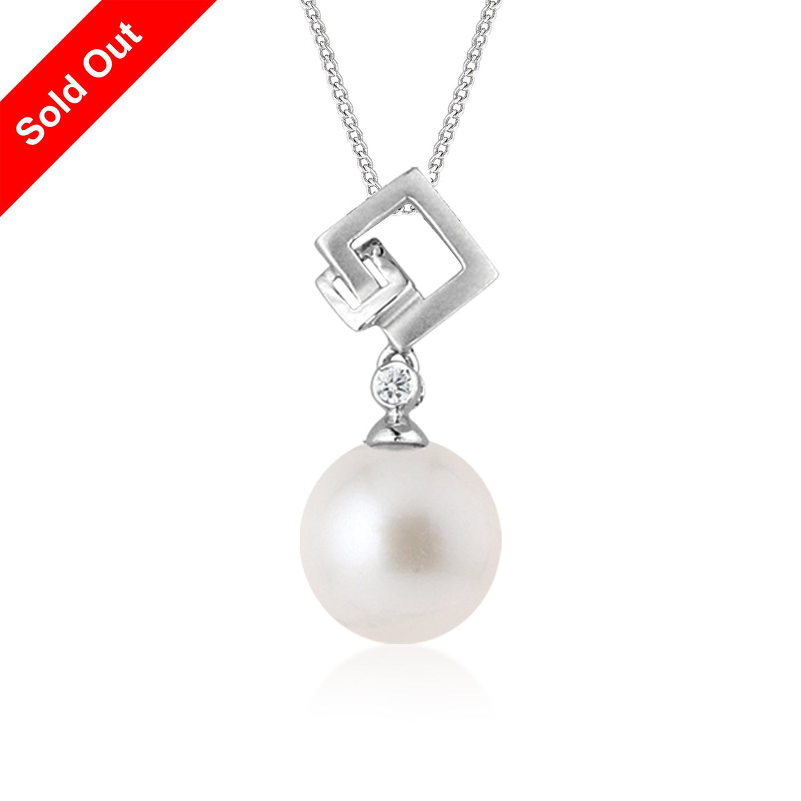 "South Pacific" 18K White Gold & Diamond Cultured Pearl Pendant