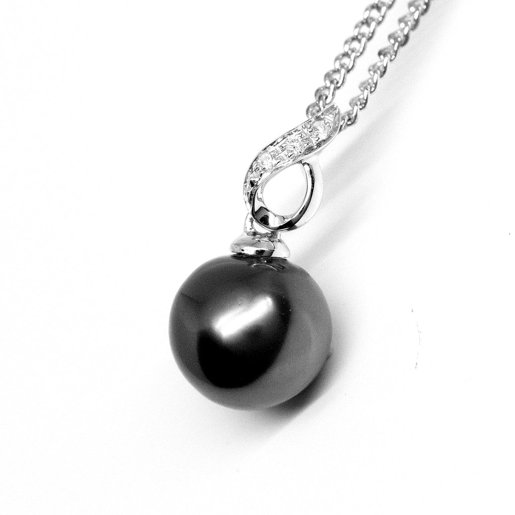 "Eternity, Tahitian Pearl & Diamond Pendant in 18K White Gold"