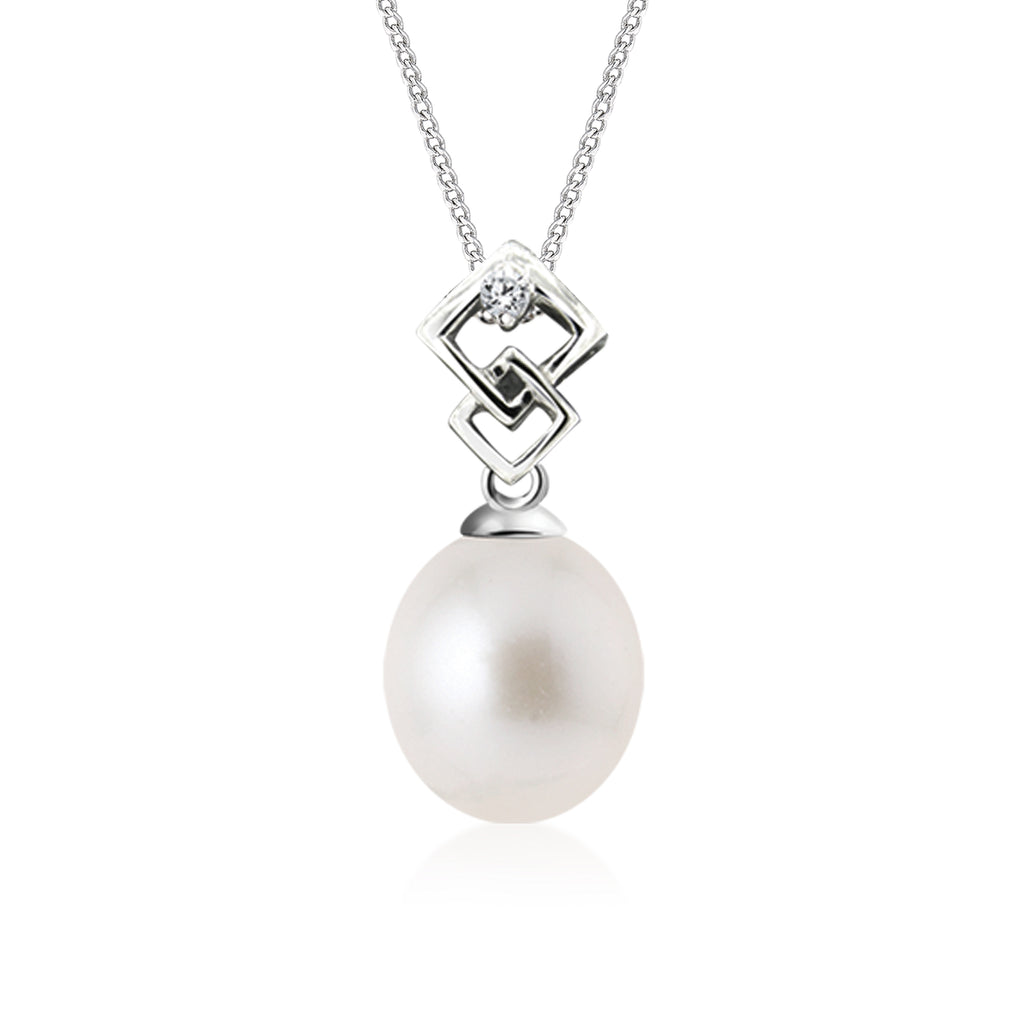 "South Pacific" 18K White Gold & Diamond Cultured Pearl Pendant
