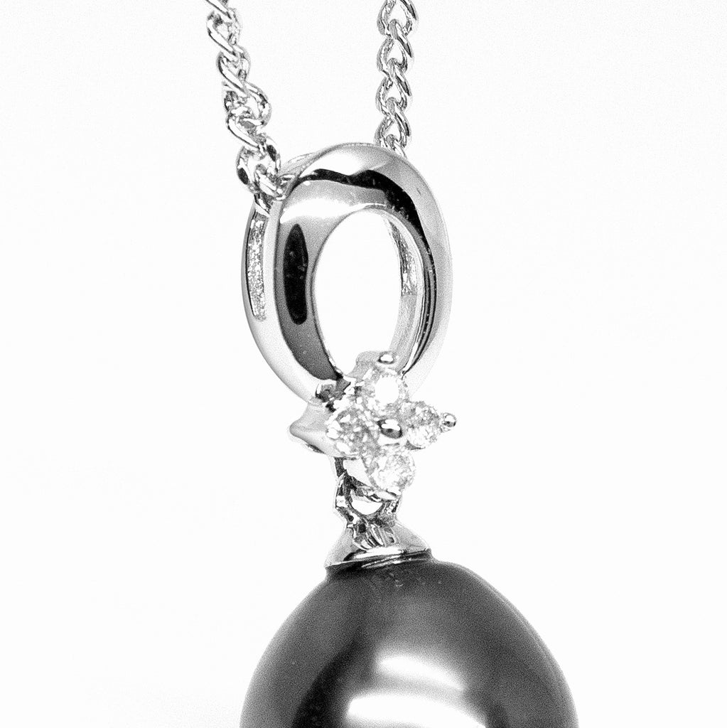 "Starlight, Tahitian Pearl & Diamond Pendant in 18K White Gold"