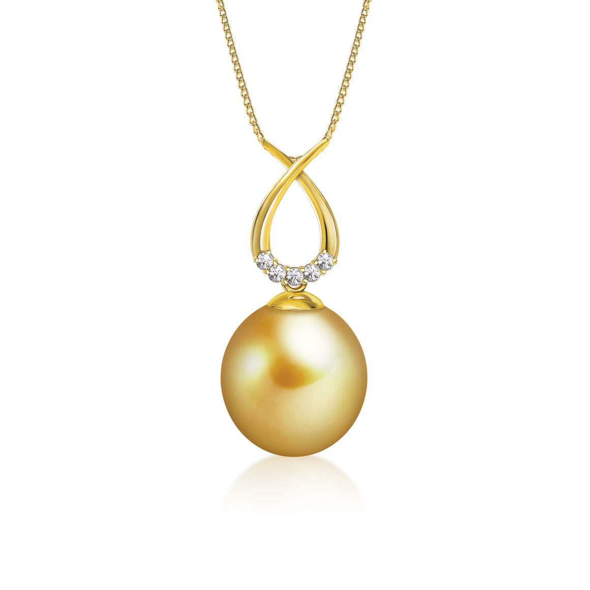 "Jessie, South Sea Gold Pearl & Diamond Pendant in 18K Yellow Gold"