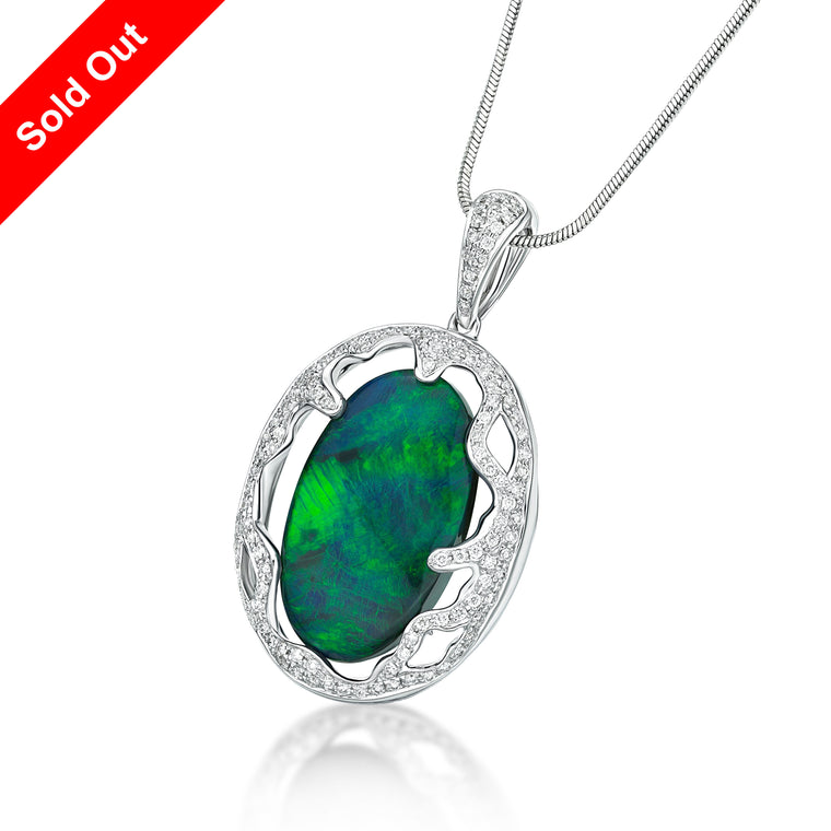 Signature Opal and Diamond Pendant Necklace – John Atencio