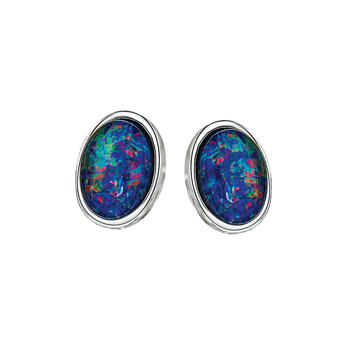 Australian Triplet Opal Sterling Silver Earrings