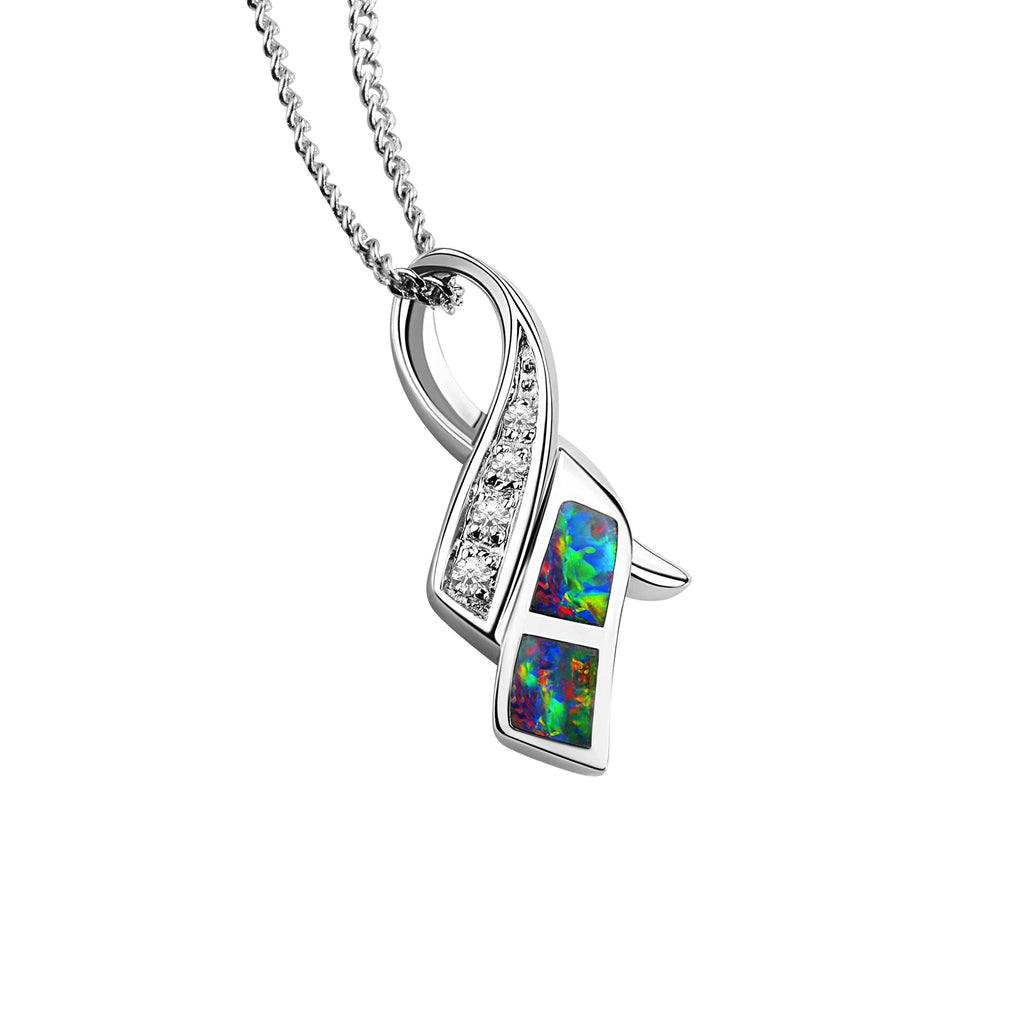 Australian Solid Inlay Opal Sterling Silver Pendant