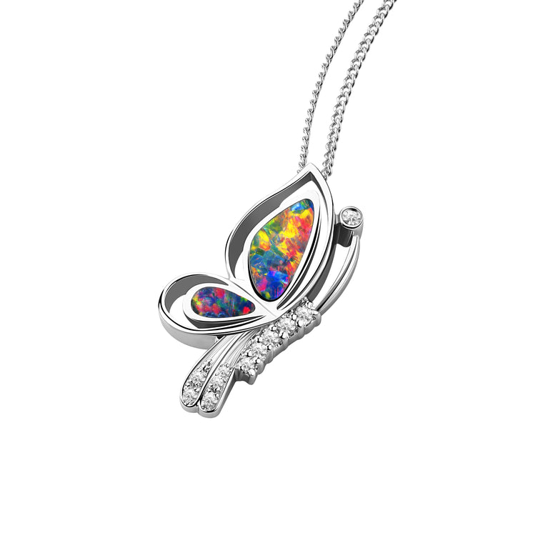 Australian Solid Inlay Opal Sterling Silver Pendant