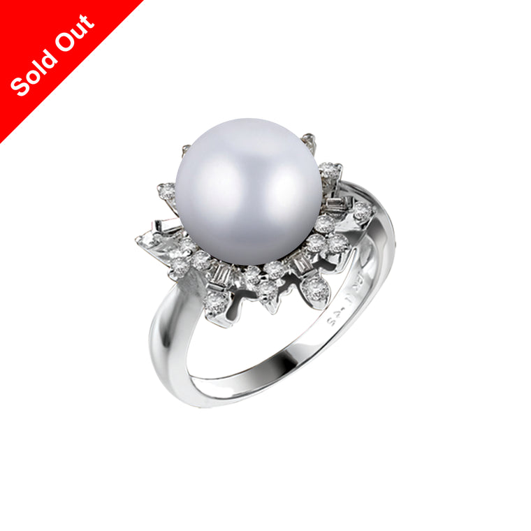 "South Pacific" 18K White Gold & Diamond South Sea Pearl Ring