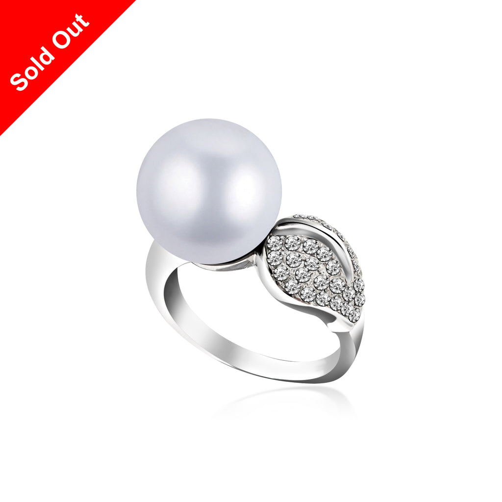 "South Pacific" 18K White Gold & Diamond South Sea Pearl Ring